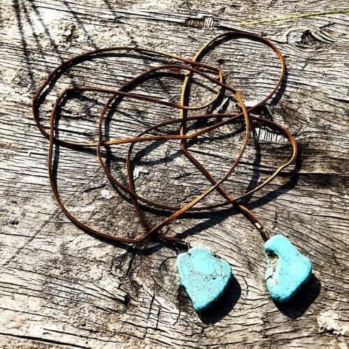 Bohemian Leather Y Necklace with Irregular Turquoise Vegan Suede Festival Jewelry Wrap Cord Choker Natural Stone Lariat 180cm