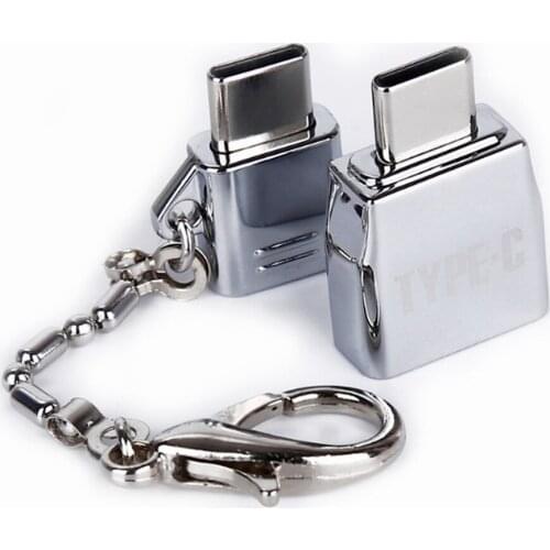 10pcs Android micro USB female to type c adapter USB3.1 type OTG aluminum alloy keychain