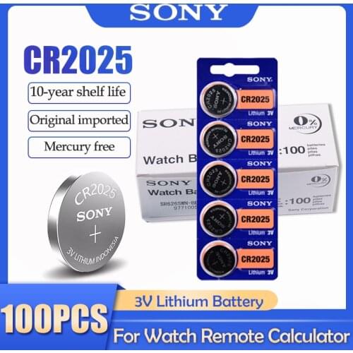 100PCS Sony CR2025 CR 2025 DL2025 BR2025 KCR2025 3V Lithium Battery For Watch Toy Remote Control Button Cell Batteries Coin