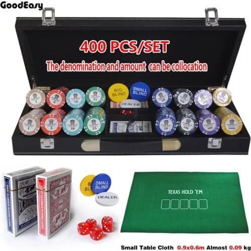200/300/400PCS/SET 15.5g AOM Poker Chips Sets Clay Casino Chips Texas Hold'em Chip Set With Leather case&Table Cloth&Button Set