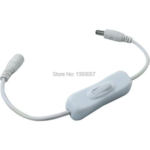 5.5*2.1mm DC Power plug connector Switch on/off Black or White switch cable cord for 5050 3528 single color strip light