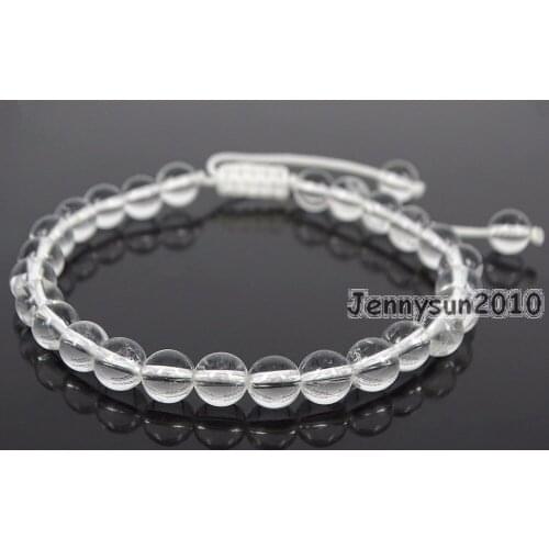 Handmade 6mm Adjustable Natural Clear Crystal Gems Stone Round Beads Bracelet Healing Reiki 5 Strands/Pack