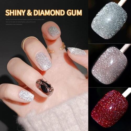 9 Colors Gel Nail Polish Broken Diamond Crystal Long Lasting Shiny Semi Permanent Hybrid Varnishes Nail Art Glue Manicure 8 ML