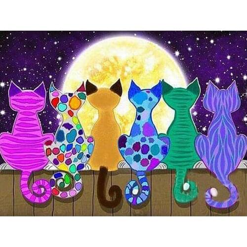 5D DIY Diamond Painting Six Cat Shadow White Tiger Head Mosaic Embroidery Cross Stitch Full Round Drill Animal Home Decor