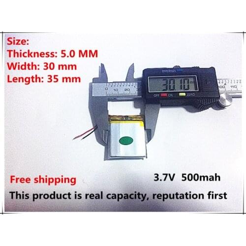 1PCS Free shipping Supply polymer lithium battery 3.7V 503035 500MAH lithium polymer battery plus board