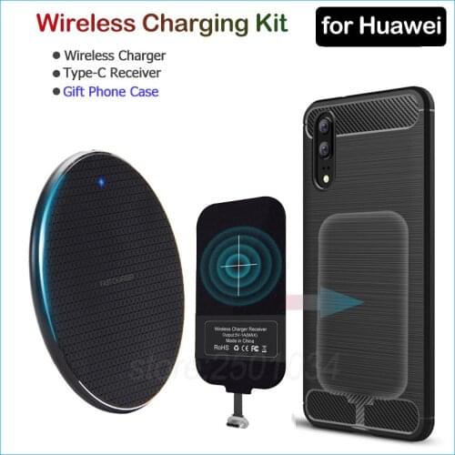 Wireless Charging for Huawei P20 P30 P40 Lite Mate 9 10 20 Lite Pro Qi Wireless Charger+USB Type C Receiver Adapter Gift Case