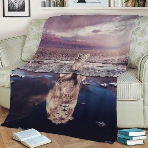 Baby lion will grow up Flannel Throw Blanket 3D Printed Keep Warm Sofa Child Blanket Home Decor Textiles Dream Family Gift
