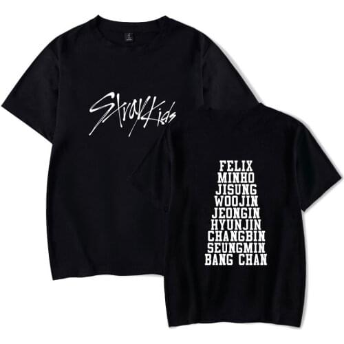 Kpop Stray Kids t shirt Women Men Harajuku Hip Hop t-shirt Streetwear tshirt Straykids All Member Name Printed Fleece Clothes