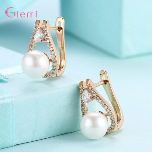 Drop Shipping Genuine 925 Sterling Silver Hoop Earrings For Young Girls Lovely Design Pearl Earrings Jewelry