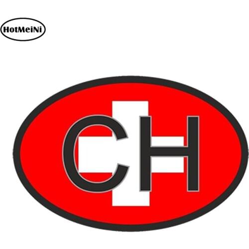 HotMeiNi 13 x9.1cm Car Styling Oval Car Sticker Flag Country Code Decal CH Switzerland Swiss Cross Waterproof Bumper Accessories