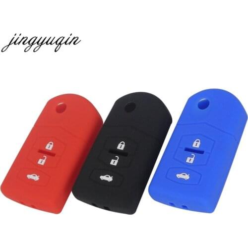 Jingyuqin 3B Silicone Flip Folding Car Key Case Remote Cover for MAZDA 2 3 M3 M5 M6 RX-8 MX-5 Atenza CX5 CX-7 CX-9 3 Buttons