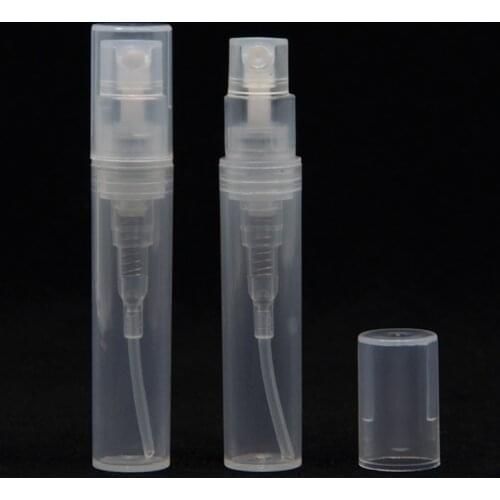 Jxcaih (50Pieces/Lot) 2ml 3ml 5ml Plastic MINI SAMPLE Refillable Bottle Dull Polish Translucence Sample Spray Perfume Bottle