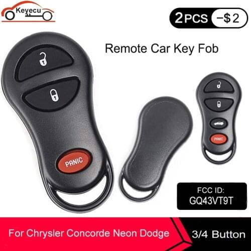 KEYECU Remote Car Key Fob 3 / 3+1 /4 Button for Chrysler Concorde Neon, for Dodge Interpid Neon Plymouth Neon FCC ID: GQ43VT9T