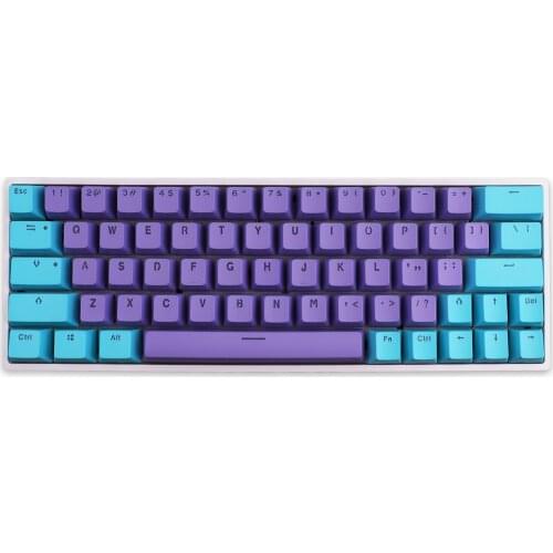 PBT Keycap 64 key Blue purple Double Color Backlight Keycaps Universal Column For Ikbc Cherry MX Annie Mechanical Keyboard