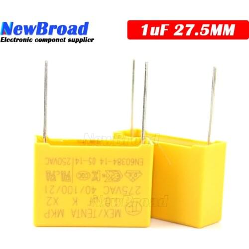 5pcs capacitor X2 capacitor 275VAC Pitch 27.5mm X2 Polypropylene film capacitor 1uF