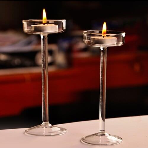 Creative transparent Durable Tea Light Glass Candle Holders Candlestick Goblet Candlestick for Home Wedding Bar Pub Party Decor