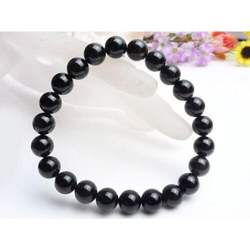 10mm Genuine Natural Black Tourmaline Round Beads Stretch Bracelet AAA