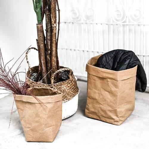 Washable Kraft Paper Flowerpot Reuseable Multifunction Storage Bag Pot Container Flowerpot Succulents Planter Pot #WT