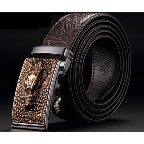 Mens Luxury Designer Belt Men High Quality Male Genuine Leather Strap Luxury Famous Brand Logo Crocodile Gold Ceinture Homme