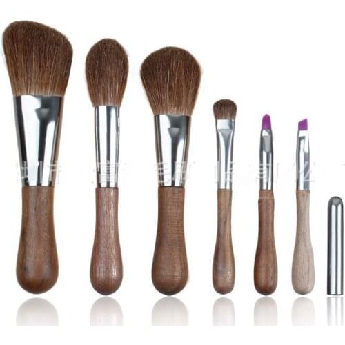 High quality Ebony handles High-grade wood goat hair powder brush makeup brushes set 6 pcs kits