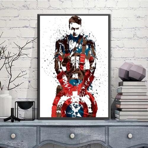 Marvel Print Superhero Watercolor Canvas Painting Spiderman Posters and Prints Wall Art Canvas Home Decor Childrens Gifts