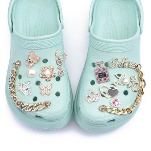 New Brand Shoes Charms Designer Croc Charms Bling Rhinestone JIBZ Girl Gift For Clog Decaration Metal Love Butterfly Accessories