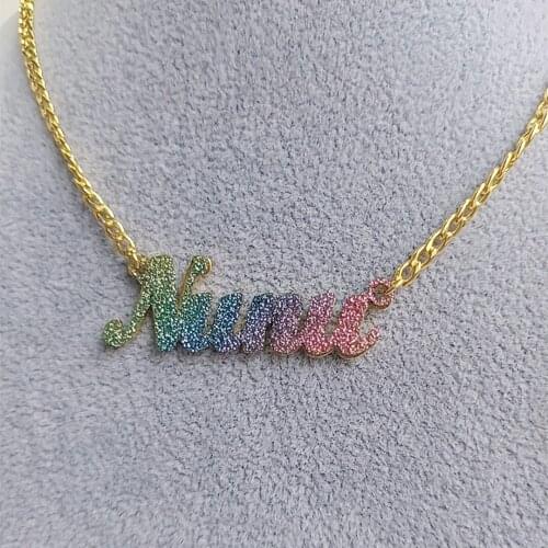 Security Multi-color Necklace with Personalized Name Used 3mm Cuban Chain Fancy Jewelry for Women And GirlsGifts As a Gift