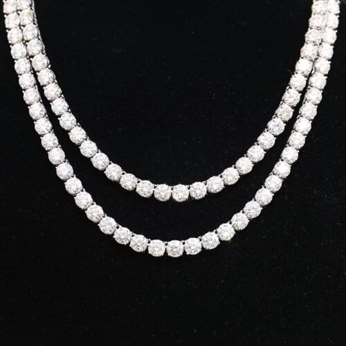 OTIY925 Sterling Silver 1 Carat 4mm Necklace Choker VVS1 Moissanite Tennis Chain Necklace Women