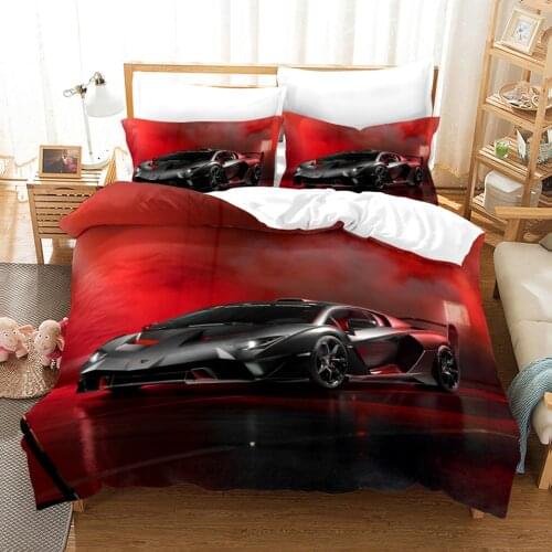 Car Duvet Cover Kids Comforter Car Bedding Sets 3D Queen Size Bedding Set Cars Sports Single Kids Bed Set Twin Boy Quilt Covers