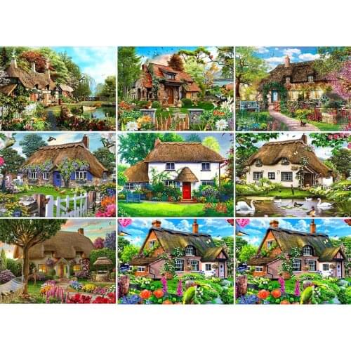 Full Square Diamond Embroidery Garden Diamond Painting Cross Stitch Scenic 5D DIY House Mosaic Picture of Rhinestones Handicraft