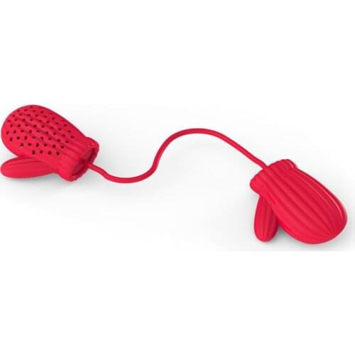Red Christmas Gloves Tea Infuser Tea Strainer Tea Bags Food Grade Silicone Loose-leaf Filter Diffuser Tea Accessories