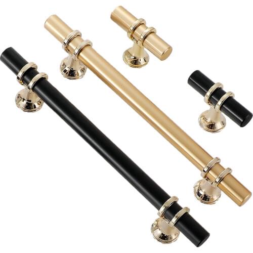 Modern Zinc Alloy Gold Door Handles Kitchen Cabinet Handles Solid Drawer Knobs Fashion Furniture Handle Desk Drawer Hardware