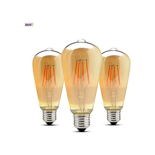 IWHD Bombilla LED Edison bulb E27 4W ST64 Lampara Vintage Retro Lamp Light Bulbs For Home Ampule Gloeilamp Industrial Decorative