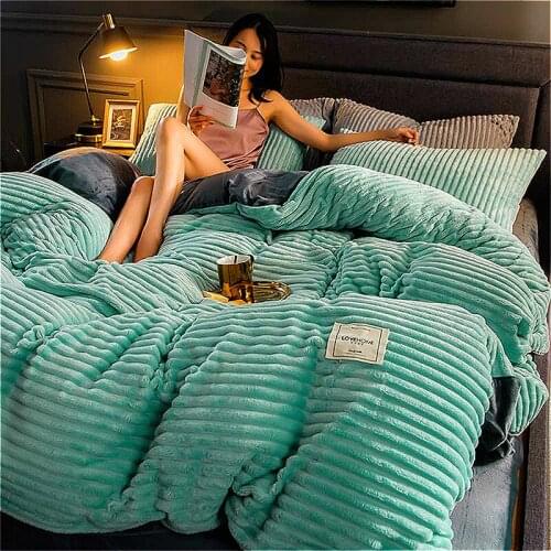 Thicken Flannel Duvet Cover Warm Coral Velvet Quilt Cover Modern Ultra Soft Luxury Comforter Covers Winter Bedding