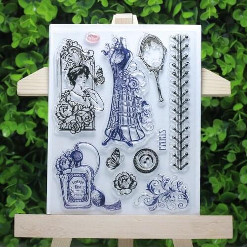 Vintage rose paris transparent clear stamps for Scrapbooking/Card Making/Stamp set stationery birthday gifts decoration supply