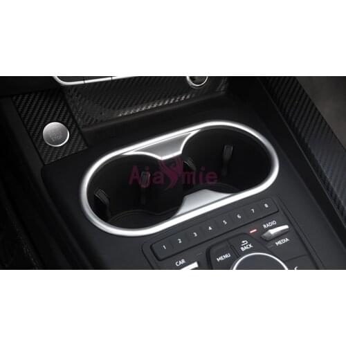 Interior Moulding Trim Water Cup Holder Cover ABS Detector Chrome Car Styling 2017 2018 For Audi A4 Accessories
