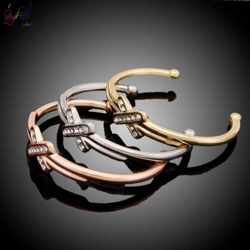 YULAILI 2018 Free Shipping High Quality Fashion Round Design Three Tones Ladies Party Bangles