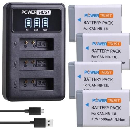 4x NB-13L NB 13L 13L battery akku+LED 3 Slots USB Charger for Canon G7X G9X G5X G7X Mark II G9X Mark II SX620 HS SX720 HS camera
