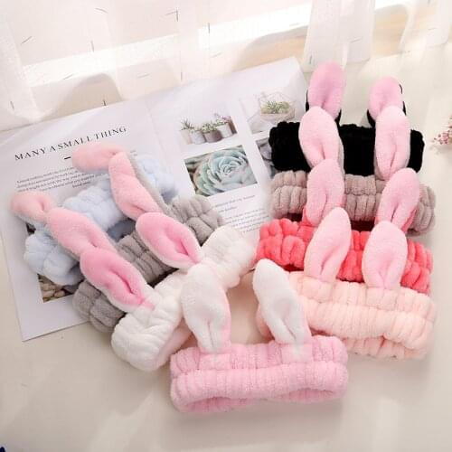 Plush hair band Cute girl and woman stretch hair band wash face make up Headwear bunny ears bow Headdress hair accessories