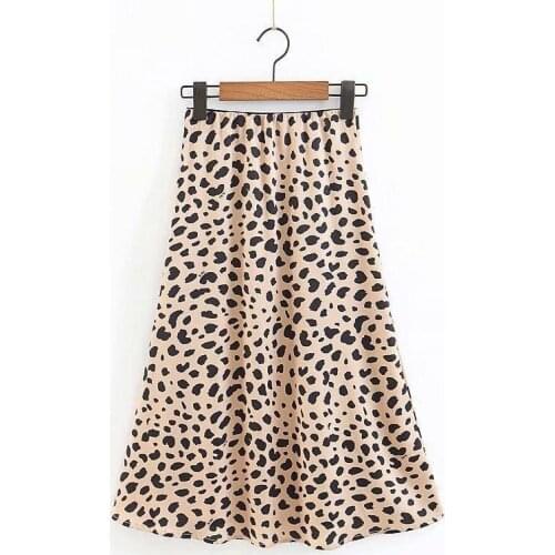 High Waist Skirts Womens Vintage Leopard Skirt Ladies Stain Midi A Line Cheetah Print Skirt Streetwear Animal Print Skirts 2020