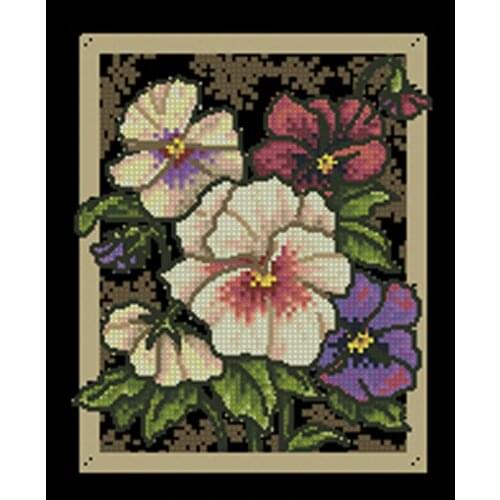 Gold Collection Counted Cross Stitch Kit Pansies on Toile Flower dim 35073