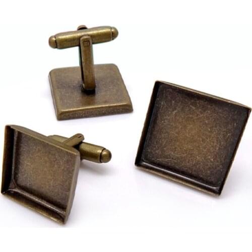 10pcs 16-18-20-25mm Antique Bronze French Cufflink/Cuff link Jewelry Bezel Setting Tray for Cameo Cabochons