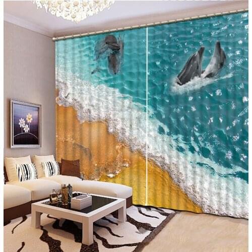 3d curtains ocean dolphin 3D Curtain Luxury Blackout Window Curtain Living Room stereoscopic custom curtains