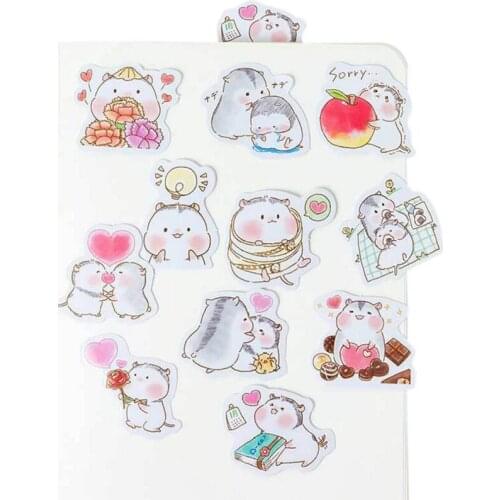 45pcs/pack cartoon kawaii hamster series adhesive paper sticky DIY decorative stationery sticker bookmark label children gift