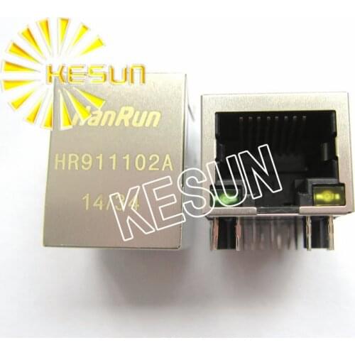 FREE SHIPPING 5PCS x HR911102A RJ45 Shield type With Transformer PCB Right Angle Modular Female Network Socket LAN Connector