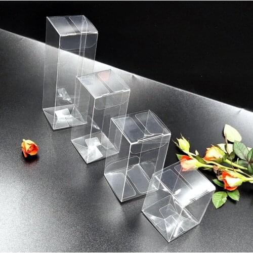 50pcs Square Transparent PVC Box Party Jewelry Candy Plastic Storage Box Clear Plastic Macaron Gift Packaging Boxes Case