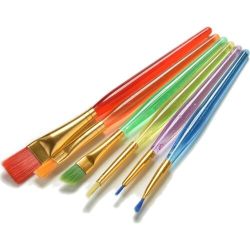 6 Pcs/Set New Nylon Hair Paint Brush Set Artist Watercolor Oil Brush Painting Supplies