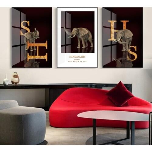 Africa Elephant Animal Painting Letter Shadow Canvas Painting Nordic Wall Art Posters And Prints Modern Living Room Home Decor