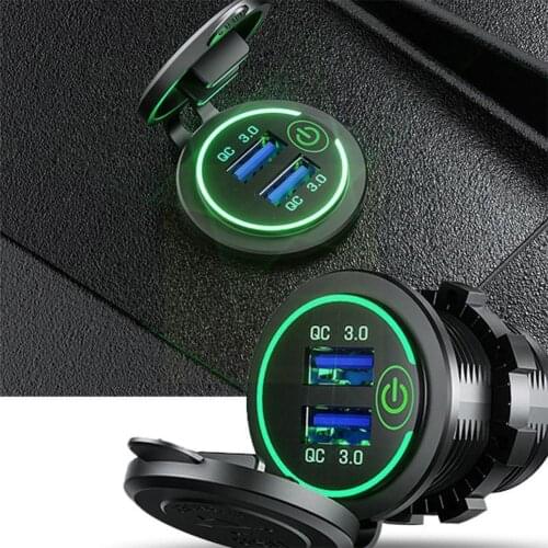 Quick Charge 3.0 Dual USB Car Charger Socket Waterproof Fast Socket USB 12V/24V Switch Power Outlet D5 with QC3.0 Charger Y7P9