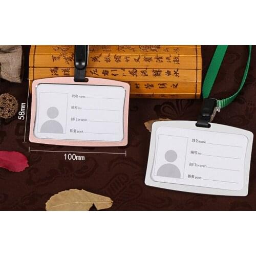 Free shipping 20pcs/lot customized logo ID card holder; metal identity card holder; employees card holder with lanyard ID34